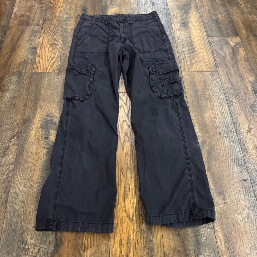 American Eagle Baggy Jogger Cargo Pants Washed Black Stretch Size 6 Regular